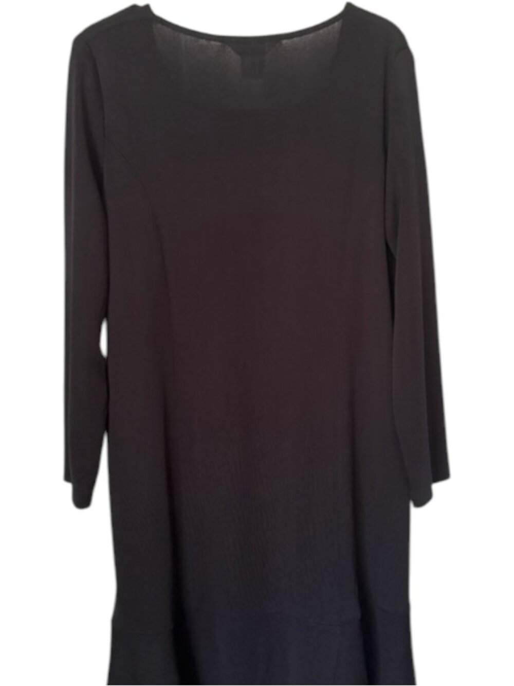 Exclusively Misook Flounce Hem Long Sleeved A-Line Dress - Black - L - Picture 6 of 9